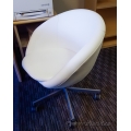 White Leather Bucket Style Rolling Guest / Meeting Chair